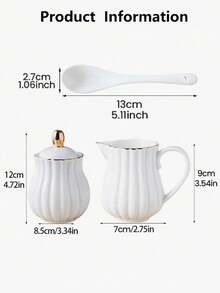 1 Set Ceramic Sugar Bowl And Creamer Set With 1 Spoon, Elegant Line Design, Unique Shape, Gold Trim, Suitable For Cafe, Coffee Accessories, Tea Houses, Parties, Kitchen Decor, Pink/Purple/White, Dishwasher Friendly, Valentine's Day/Birthday Gift, Oven, Dishwasher, Sterilization Cabinet, Everyday Surprise, Holiday Gift