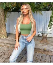 OQQ Women's 3 Piece Tank Tops Ribbed Seamless Workout Exercise Shirts 2025 Summer Basic Camis - Black,Pea Green,Beige - View 5