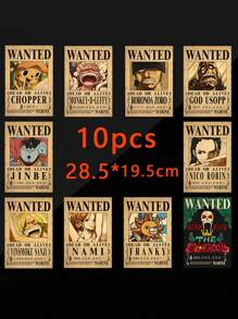 ONE PIECE 5-13 piezas Sombrero de paja, equipo de piratas, paquete de 5 carteros, pintura vintage, tamaño de pared de sala de estar de 28.5*19.5cm, regalos de regreso a la escuela