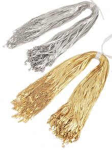 10-100pcs 18K Gold Plated Stainless Steel Flat Snake Chain Necklace Parts, DIY Jewelry Accessories - Multicolor - View 1