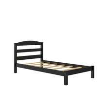 Leighton Kids Twin Size Bed, Wood Platform Bed Frame, Black - Black - View 7