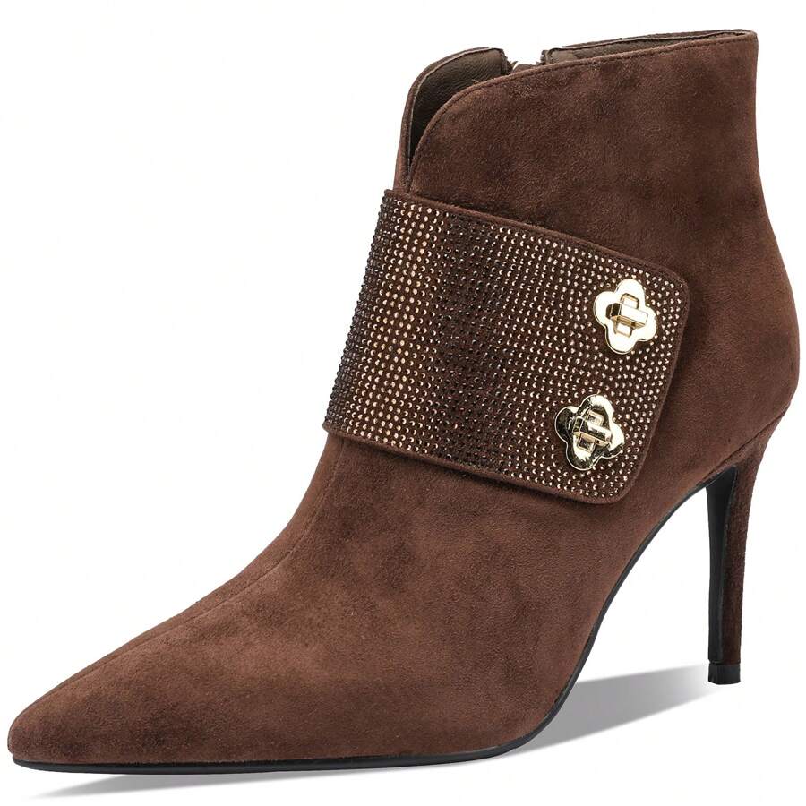 TDD Faux Suede High Heel Boots For Women Stiletto Botas Para Mujer Dress Comfortable Sexy Pointed Toe Elegantes Formal Prom Wedding Comfort Extra Wide Ladies Party Bootis