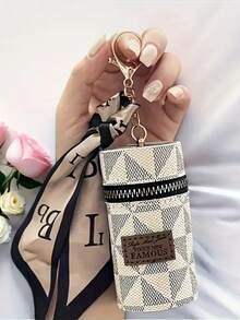 Modische mini vintage bedruckte Geldbörse mit Schal Akzent - tragbarer reißverschlusshalter für lippenstifte, stilvolles taschenzubehör | PU-Material, wasserdicht & langanhaltend, multi-color geschenk für mädchen