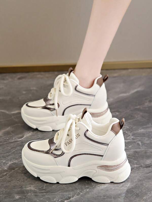 Women's Wedge Heel Thick Sole Sneakers Casual Shoes With Inner Height Increase