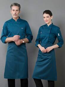 New Fashion Chef Uniform Unisex Long Sleeve, High-End Design For Hotel, Restaurant, Bakery, Coffee Shop, Autumn/Winter. Stylish Horseshoe Cuff, Neat Front Design, Comfortable & Convenient, Pen Pocket, Breathable & Durable Fabric