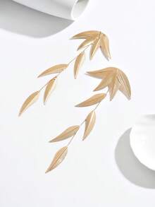 1 对复古优雅女士长款吊坠耳环，镂空花卉金属线流苏耳环，时尚派对、日常佩戴、节日礼物珠宝 - Golden - 查看 4