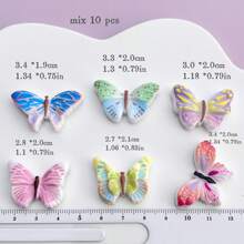 10 Stücke verschiedenfarbige Schmetterling Aufkleber mit flacher Rückseite, DIY Scrapbooking Handwerk Dekoration für Ohrringe, Haaraccessoires, Schmuckherstellung