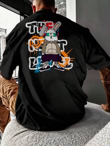 Camisa Camiseta Oversized Streetwear Coelho Rabbit Bear Streetwear Skateboard REF 7188 FLUXOGEEK - Preto - Visão 5
