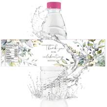 10pcs/Set Green Floral & Plant Themed Water Bottle Labels, Green Plant & Floral Blessing Pattern Water Bottle Stickers, Suitable For Decoration On Drinks, Cans, Cups For Birthdays, Showers, Engagements, Picnics, Weddings, Gift Packaging