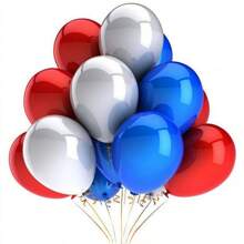 30pcs Red, Blue & White Latex Balloons, 12inch & 10inch Mixed Set, Classic Navy Color, For Back To School, Nautical Theme, Birthday Decoration, Columbus Day, Labor Day