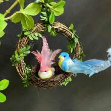 1pc Simulation Long Tailed Bird With Feathers, Simulation Feather Curly Bird, Used For Home, Garden, And Holiday Decoration