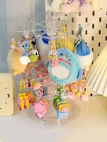 1pc Rotatable Keychain Display Holder, Small Accessories Organizer Rack, Adjustable Desktop Jewelry Storage Stand Back To School - Multicolor - View 3