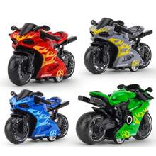 1 pièce Moto jouet interactive à rappel, détails extrêmes, matériau en alliage, cadeau de fête raffiné. Peut également être collecté et exposé comme ornement de table, Rentrée scolaire
