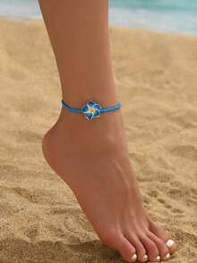 1 件波西米亚风格串珠花朵脚链，适合日常穿着和海滩度假