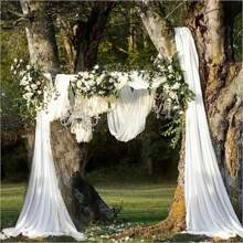 1 Peça Cortina de Arco de Casamento de Tecido de Chiffon Branco Elegante, Adequado para Cerimônia e Decoração de Palco, Decoração de Casamento, Decoração de Cortina de Teto, Cortina de Janela, Decoração Dia dos Namorados, Festa de Aniversário, Decoração para Chá de Lingerie