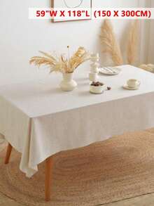 1pc Nordic Minimalist Vintage Beige Tablecloth, Solid Color Home/Dining Table, Square Picnic Cloth, Round Table, Decorative Dining Table Cover - Beige - View 12