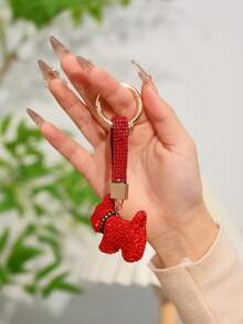 1 pieza Llavero con perro decorado con rhinestones de colores, accesorio para bolso, regalo para amantes, amigos, adecuado para uso diario de hombres y mujeres