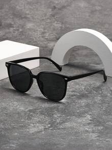 Polarized Women Retro Square Plastic Fashion Sunglasses, Classic Style Decorative Outdoor Sports Cycling Glasses For Traveling Beach Driving Fishing, Summer UV Protection Sunglasses For Men For Summer Beach Vacation,Outdoor,Travel - 黑色 - 查看 2
