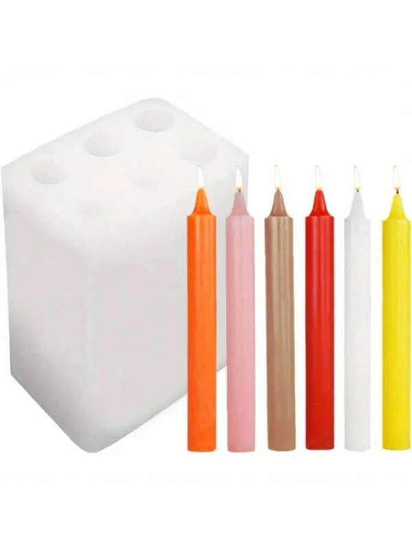 6-Cavity Large Cylinder Silicone Candle Mold | Multi-Function DIY Gadget | Suitable For Fragrance Wax / Resin / Plaster | Easy To Demold Home Decor Tool