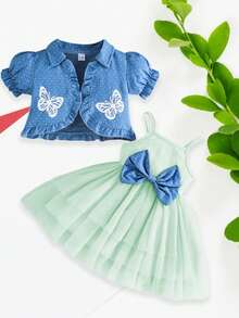 Young Girls Dresses - Green - View 6