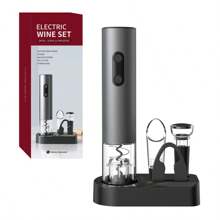 Electric Wine Bottle Opener, Ideal For Parties And Wine Enthusiasts - Kitchen Gadget Gift, Easy Corkscrew & Decanter, Battery-Operated (Batteries Not Included). Available In Set And Single Unit Versions. Set Includes: Bottle Opener, Foil Cutter, Pourer, Pull-Out Vacuum Stopper, Storage Base.