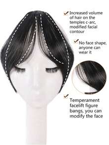 Synthesis Bangs Middle-Part Bangs Hair Extensions Clip In Forehead Natural Seamless French Oblique Bangs Eight-Character Bangs Perfect For Everyday Wear, Halloween - Multicolor - View 6