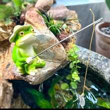 1pc Frog Fishing Statue - Outdoor Garden Pond Decor, Indoor Living Room Balcony Office Desk Decoration, Birthday Party Thanksgiving Halloween Christmas New Year Celebration Decoration Gift
