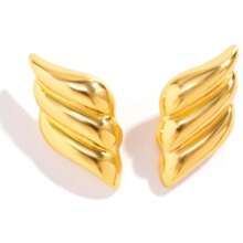Pendientes grandes y llamativos de oro para mujer, pendientes cuadrados gruesos de oro con textura, pendientes colgantes ligeros con forma de alas y conchas grandes para ella