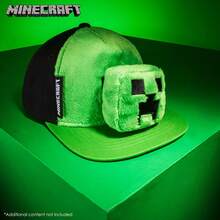 Minecraft Baseball Cap Peaked Sun Hat With Removable Plush Accessory Sports Holiday Essentials Gamer Gift - Green - View 2