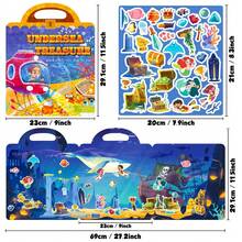 1pc Hand-Held Quiet Book - Underwater World, Early Educational Ocean Sticker Book, Portable Quiet Book For Parent-Child Interaction, Birthday Gift For Boys And Girls - Multicolor - View 5