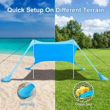 Beach Tents Portable Sun Shade Canopy UPF 50+ Outdoor Sun Shelter, Poles  And Sandbag, For Outdoor, Camping, Backyard And Picnics - 藍色 - 查看 5