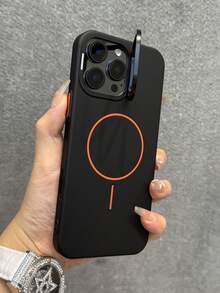 适用于 17 Pro Max、16、15、14、13 Pro Max 和 16 Pro Max 的豪华镜头支架磁吸手机壳，带镜头卡槽、磁吸式无线充电功能，防震后盖。 - 黑色 - 查看 2