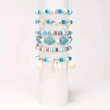 1 caja de set de cuentas con tema oceánico, kit de fabricación de pulseras de amistad estilo vacaciones de verano, set de cuentas de arcilla para manualidades de joyería, pulseras, collares, aretes, regalos artesanales