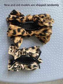 1pc Chic Leopard Print Bow Hair Claw, Large Chic Leopard Print Bow Hair Clip, Elegant Polyester & Spandex Bowknot Hair Clip, - Elegant Retro Double-Layer Big Bow Hair Clip Elegant Bow Ball Head Clip High Ponytail Fixed Clip, Vintage-Inspired Fabric Hair Claw For Ponytails & Updos, Y2K Inspired PVC Knot For Women, Perfect Gift Claw Clips Hair Claws Hair Barrettes
