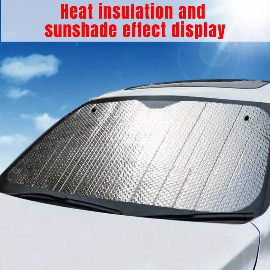 1pc Car Sun Shield, Car Front Windshield Curtain, Rear Heat Shield Reflective Aluminum Foil, Sun Shield, Cooling Insulation, Automotive General, 130cm*60cm - one-size - View 1