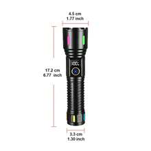 PAWEINUO High Power LED Flashlight, 500000 Lumens Rechargeable LED Torch Light, Powerful Outdoor Tactical Lantern, Telescopic Zoom Long Range Flash Light, For Camping Fishing Hiking Emergency - Black - View 11