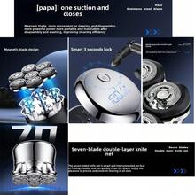 Upgrade Your Grooming Routine, LARGNER 5D Electric Shaver Designed Specifically For Bald Men, Multi-Functional, Waterproof For Wet/Dry Use, Anti-Pinch Technology, LED Display, USB Rechargeable, Perfect Men's Grooming Set - Silver - View 4