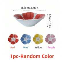4pcs Colorful Ceramic Cute Flowers Condiment Dishes Small Dinner Plates , Mini Dessert Bowl 3.5 Inches For Honey,Tahini,Red Dates,Nut,Ketchup, Fruit Sauce, Desserts, Soy Sauce,Salad Dressing,Dipping Sauce, Picnic,Tara Sauce, Kitchen,Breakfast Mini Plate,Candy, Jewelry Plate,Christmas And Winter Home Gifts