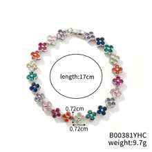 1pc Fashionable Colorful Four-Leaf Clover Copper Zirconia Bracelet For Men, Punk Hip-Hop Men's Bracelet, Suitable For Daily Wear