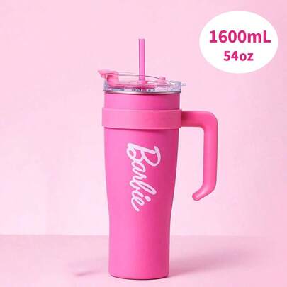 Miniso Barbie Series Super Large Capacity Straw Steel Cup 1600mL/54.1oz,Durable Anti-Fall,Home Office Daily Use,Great Birthday Gift,Stainless Steel Material (1 PC)