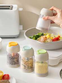 1 pezzo Macinasale con controllo della dose a pressione, dispenser di sale e pepe, organizer per spezie e condimenti da cucina, ermeticamente sigillato e resistente all'umidità, adatto per uso domestico, all'aperto, ristoranti e cucine