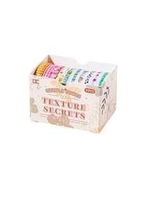 10 Rolls/Box Of Plant Flower Washi Paper Tape, Geometric Line Pattern Decoration Material Tape, Stationery Gifts For Friends