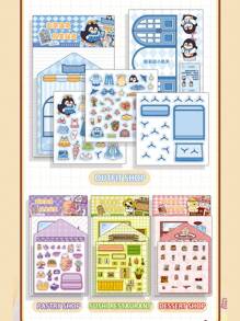 5pcs/10pcs Forest Theme Landscape & Mechanism Stickers, New Cute Scene Stickers, High-Quality For Girls, Stress Relief DIY Stickers