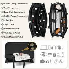 Laptop Bag For Women 15.6 Inch Work Tote Bags Leather Laptop Tote Waterproof Computer Bag Professional Office Business Briefcase Large Handbag For College Teacher Travel - 黑色 - 查看 3