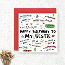 1PC Funny Bestie Birthday Card, Perfect Gift Cards For Best Friends And Sisters Greeting Card, Gift Card For Ladies' Birthday Parties, With Envelope