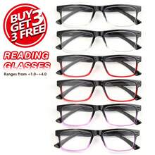 6pcs Classic Square Reading Glasses, Black Frame With Gradient Color, Multiple Color Options, Comfortable Lightweight Frames, Daily Reading Glasses - Multicolor 2 - View 1