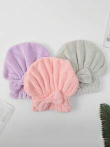 1pc Coral Fleece Bow Headband Towel, High Absorbency Hair Drying Cap, Ultra-Soft Microfiber Hair Wrap. Suitable For All Hair Types - Curly, Straight, Long, Short, Coarse, Fine, Frizzy. Wear It For Shiny, Smooth Hair Without Slipping. - Multicolor - View 7