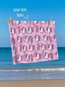 1pc Customized Sanrio Hello Kitty Theme Bath Towel, Officially Licensed, Personalized Print Name, Ultra Soft Microfiber, Quick Drying, High Absorbency, Soft, Modern Style, Suitable For Bathroom, Swimming Pool, Beach, Home And Kitchen Decor Beach Essentials Back To School Shower Towels For Beaty Salon, Hotel Sports,Home Essentials, Towel, Skin Care