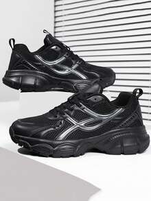 Zapatillas deportivas informales para adolescentes, estudiantes universitarios, zapatos para correr, baloncesto, entrenamiento, senderismo, con suela antideslizante y resistente al desgaste - Negro - Ver 4