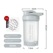 1 pieza Botella agitadora de polvo de proteínas, taza mezcladora de batidos sustitutivos de comidas, botella de agua deportiva, de gran capacidad, portátil, color aleatorio enviado